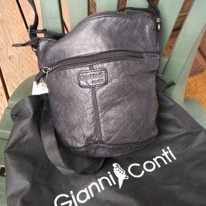 Gianni Conti Cross Body Black Leather Bag